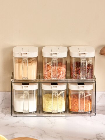 원터치 양념통 세트 3P 조미료통 소금 설탕 양념 보관 홀더