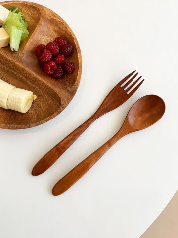 옻칠 디저트 스푼 포크 세트 카페용품 우드스푼