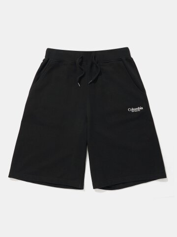 NYC EMB TERRY SWEAT SHORTS PANTS_BLACK