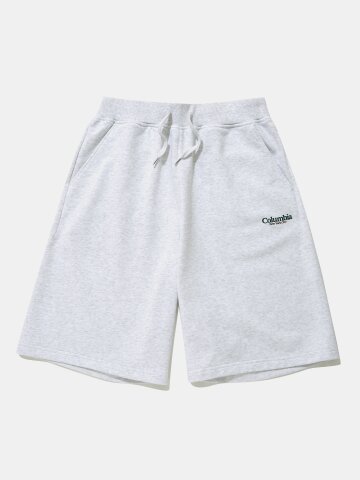 NYC EMB TERRY SWEAT SHORTS PANTS_LIGHT MELANGE GRAY
