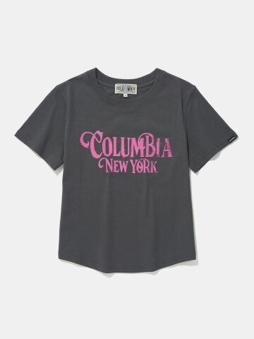 UNI WOMEN CURVED SLIM-FIT S/S T-SHIRTS_CHARCOAL