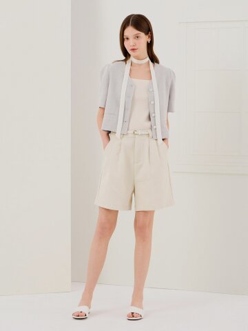 벨티드 코튼 버뮤다 팬츠 