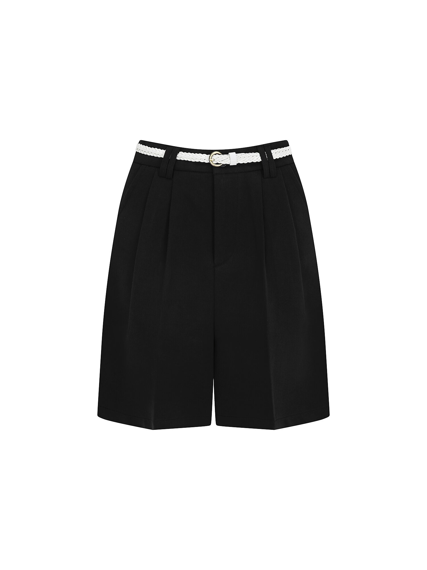 벨티드 코튼 버뮤다 팬츠 (BLACK)