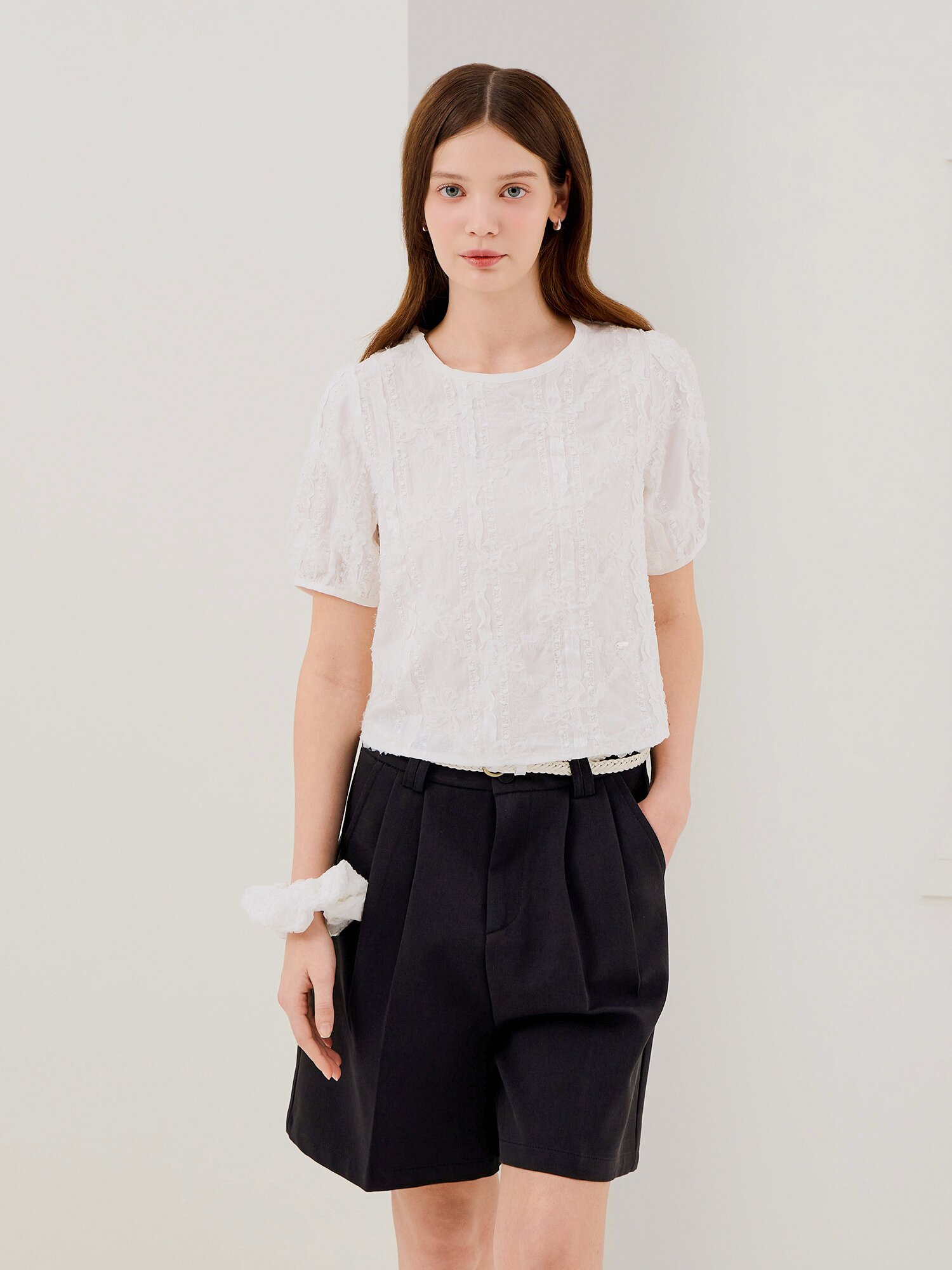 벨티드 코튼 버뮤다 팬츠 (BLACK)