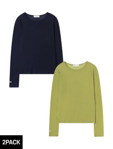 [2PACK] 바켄 데일리 레이어드 무지 긴팔 티셔츠 2종 패키지