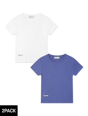 [2PACK] 바켄 라벨 포인트 슬림핏 무지 반팔 티셔츠 2종 패키지