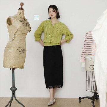 엔니튜드 프린지 니트 스커트[Black]