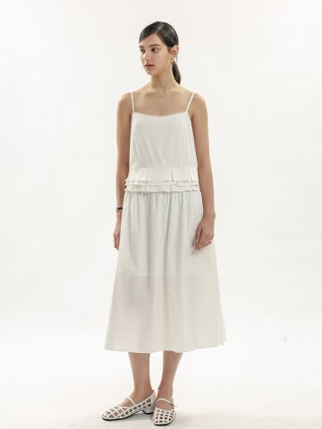 WD_White frill strap midi dress