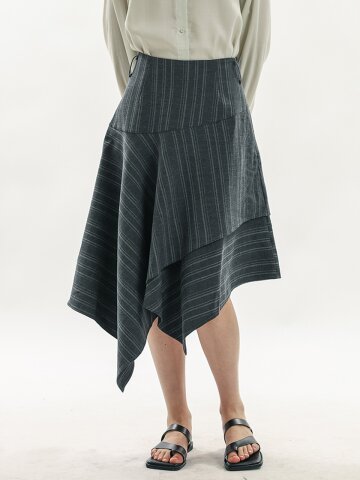 WD_Striped irregular hem skirt_2color