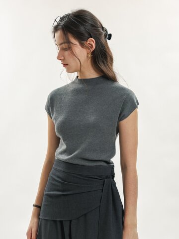 WD_Cap sleeve mock neck knit_3color