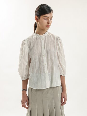 WD_White puff sleeve shirt_WHITE