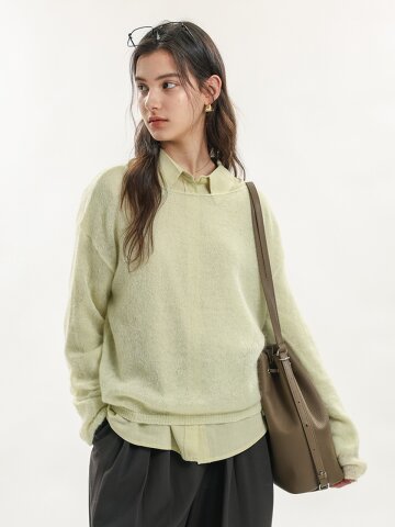 WD_Minimal round neck knit top_2color