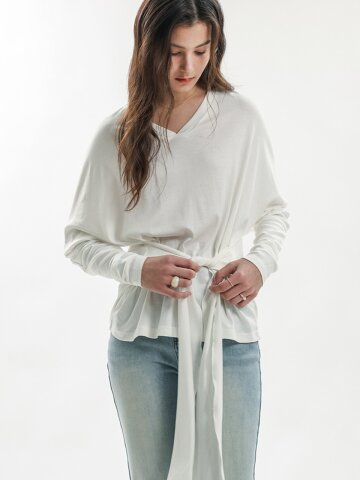 WD_Soft drape v-neck top_WHITE