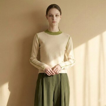 마리본 울혼방 니트[아이보리]