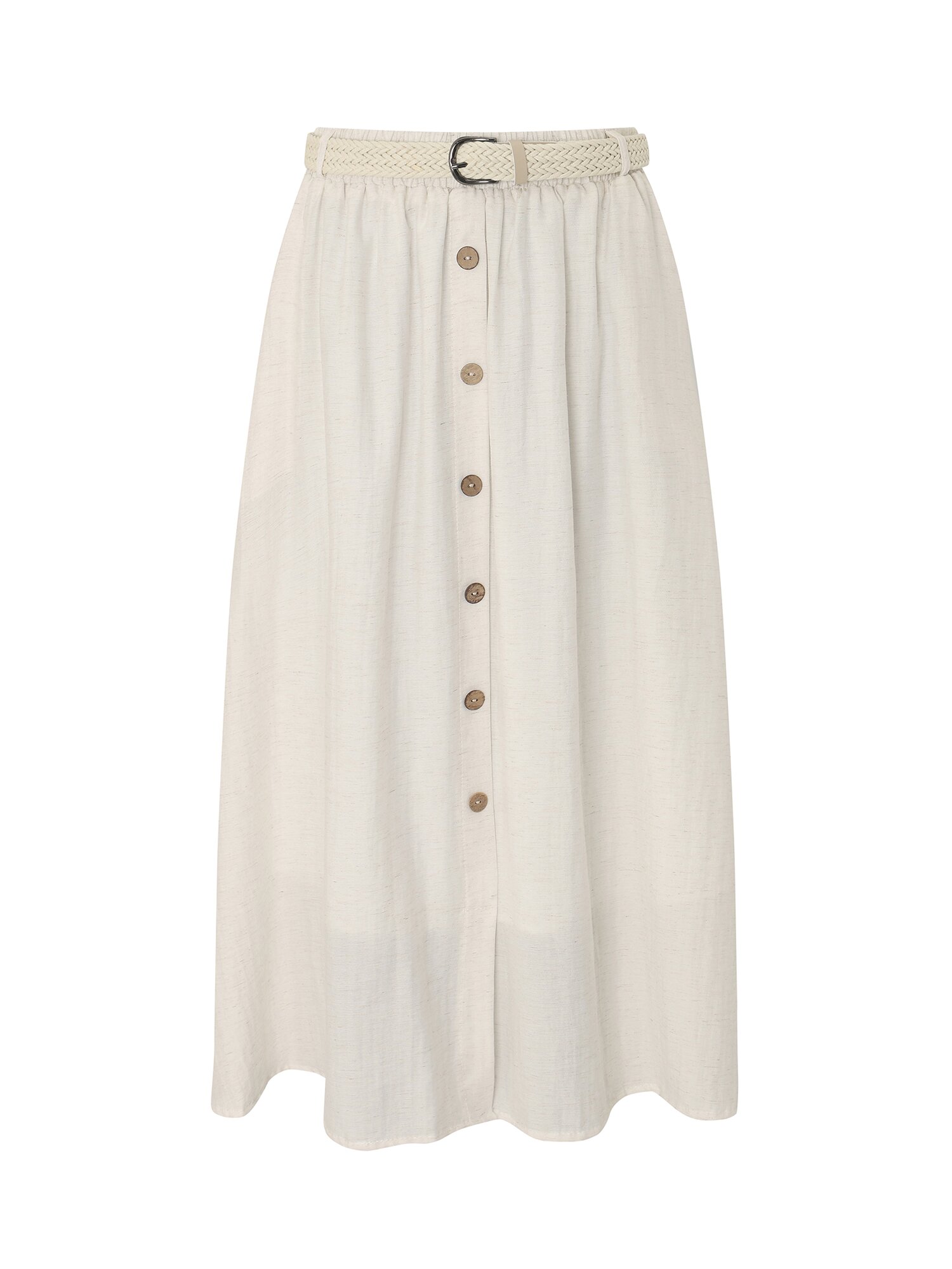 내추럴 벨티드 플레어 스커트 (IVORY)