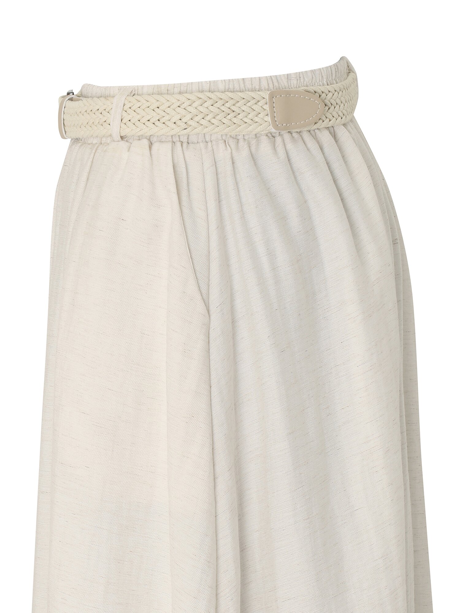 내추럴 벨티드 플레어 스커트 (IVORY)