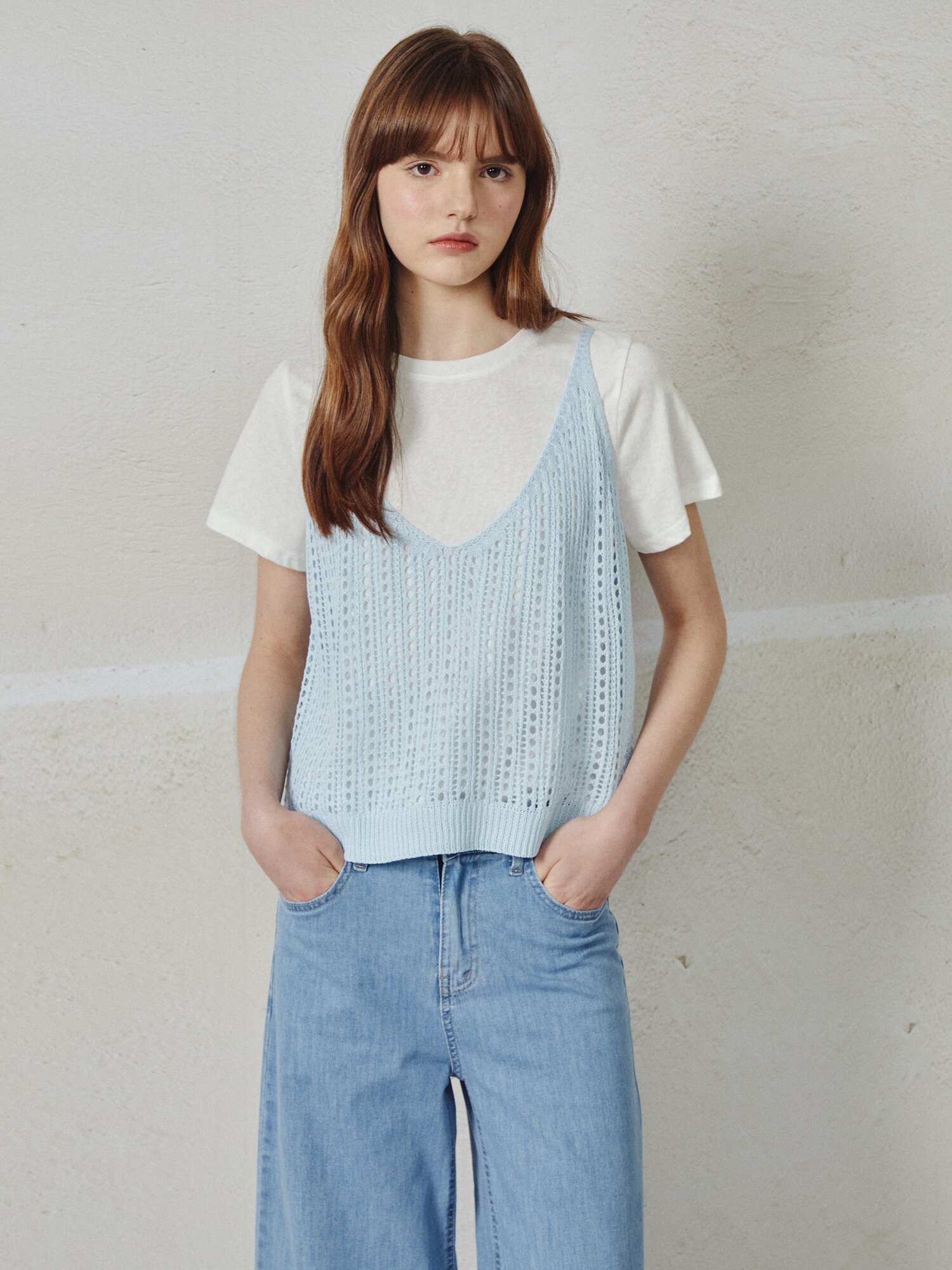 크로셰 뷔스티에 티셔츠 (LIGHT BLUE)
