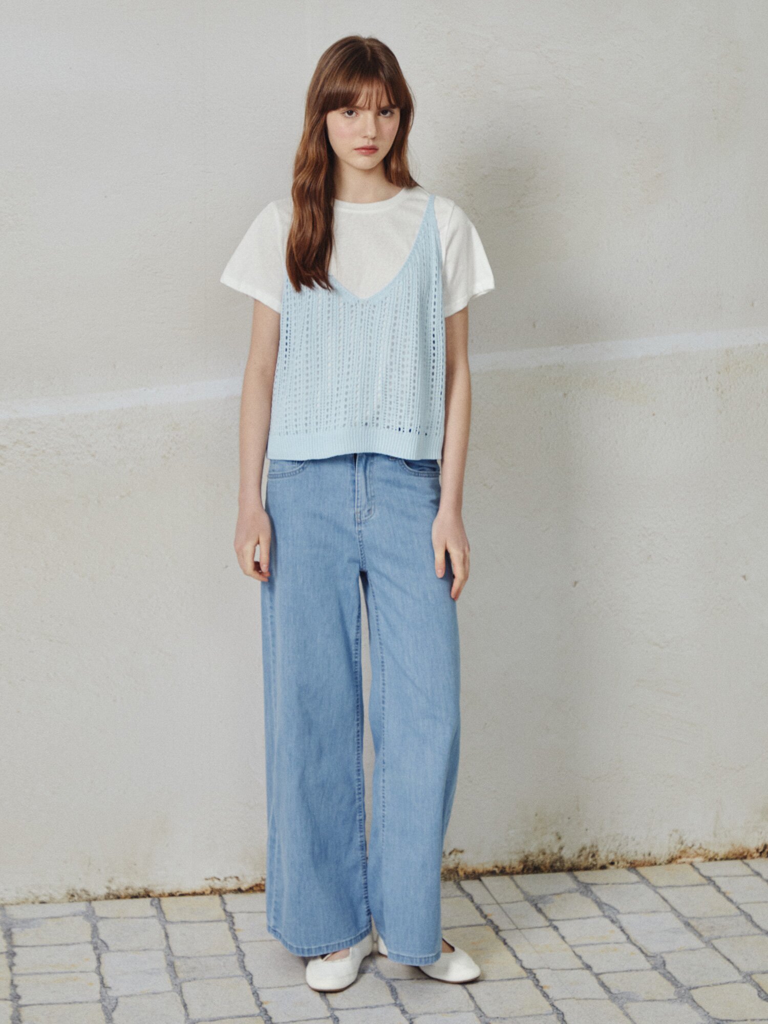 크로셰 뷔스티에 티셔츠 (LIGHT BLUE)