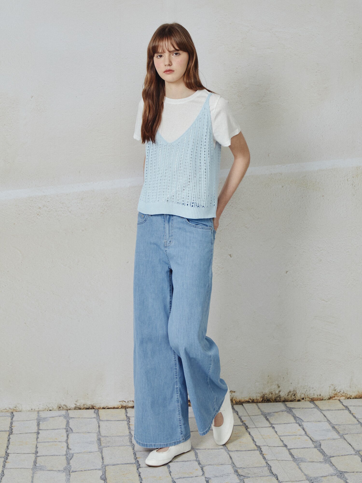 크로셰 뷔스티에 티셔츠 (LIGHT BLUE)