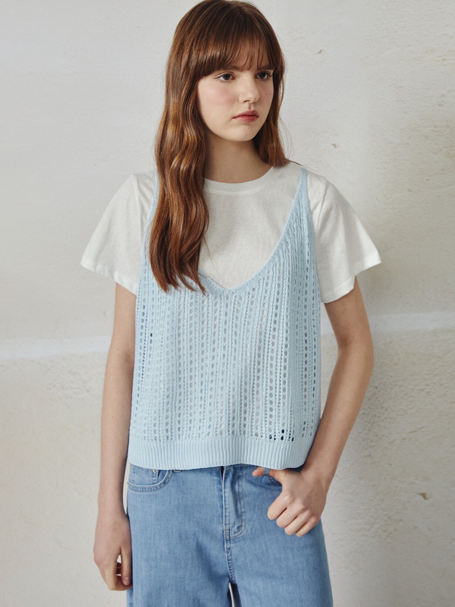 크로셰 뷔스티에 티셔츠 (LIGHT BLUE)