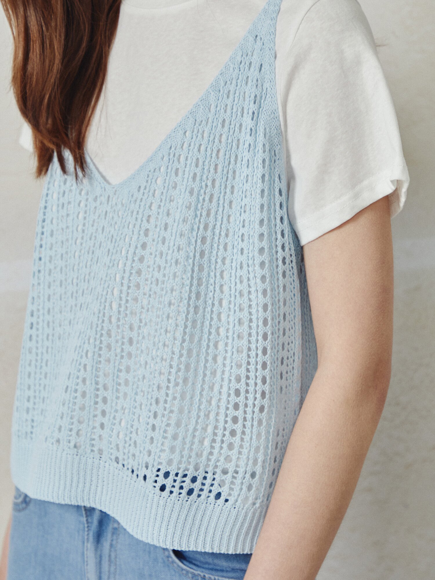 크로셰 뷔스티에 티셔츠 (LIGHT BLUE)
