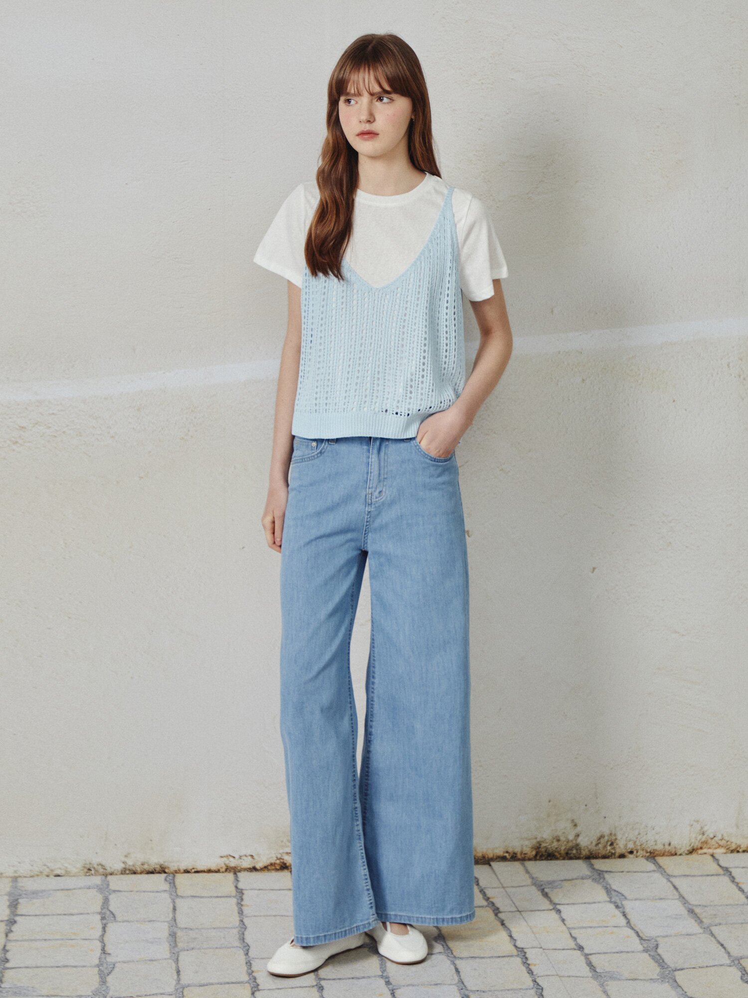 크로셰 뷔스티에 티셔츠 (LIGHT BLUE)