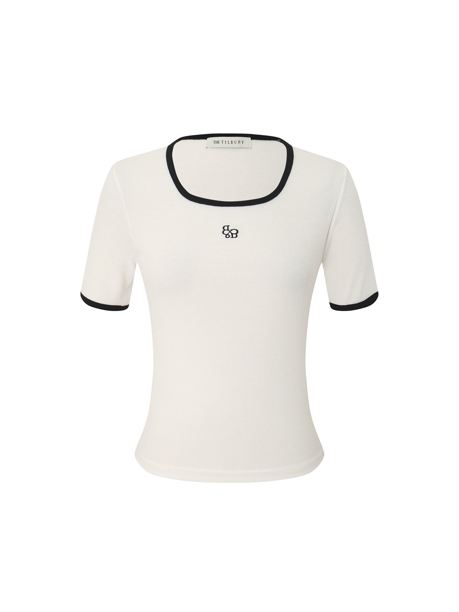 스퀘어넥 링거 티셔츠 (IVORY)