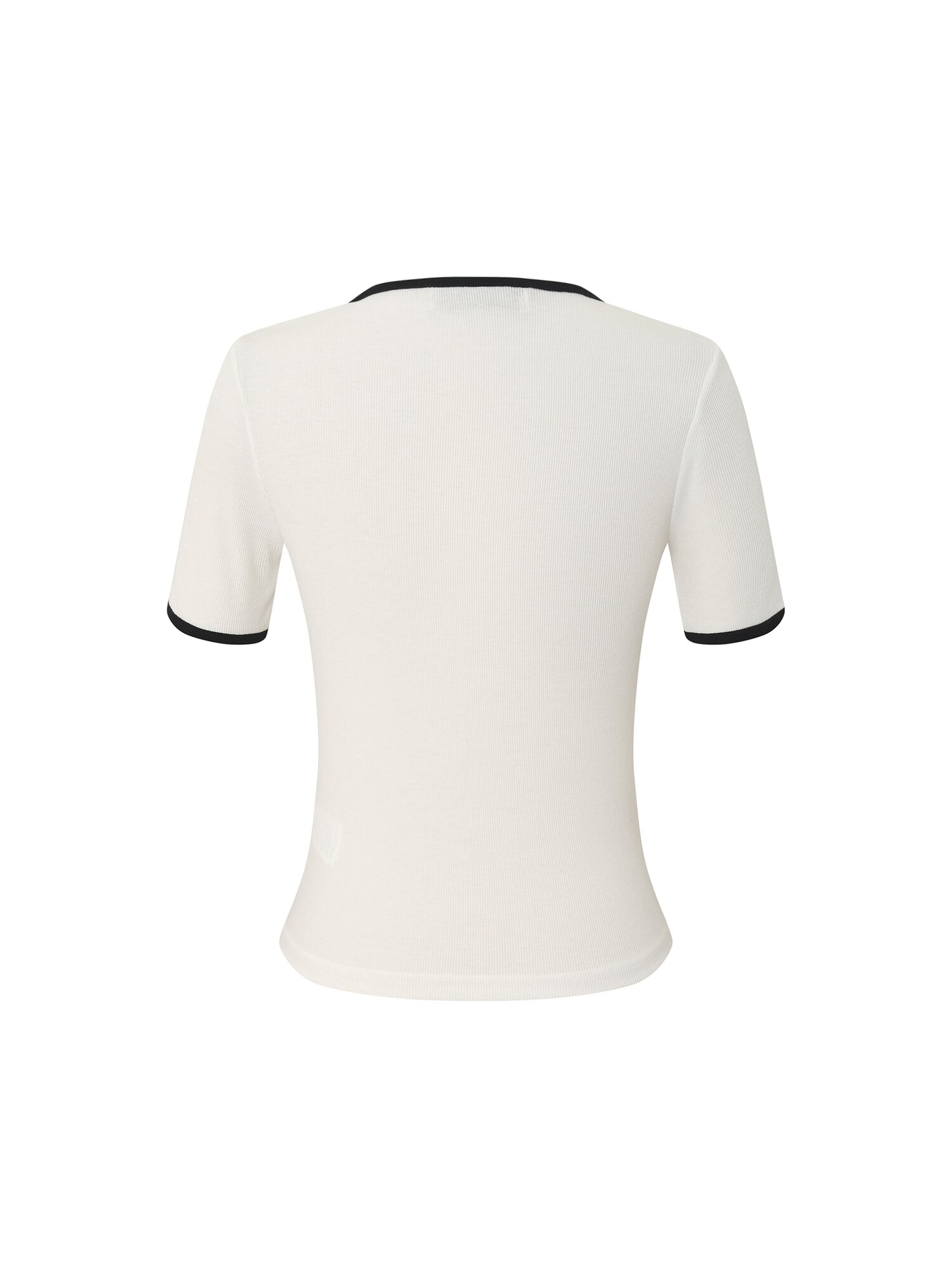 스퀘어넥 링거 티셔츠 (IVORY)