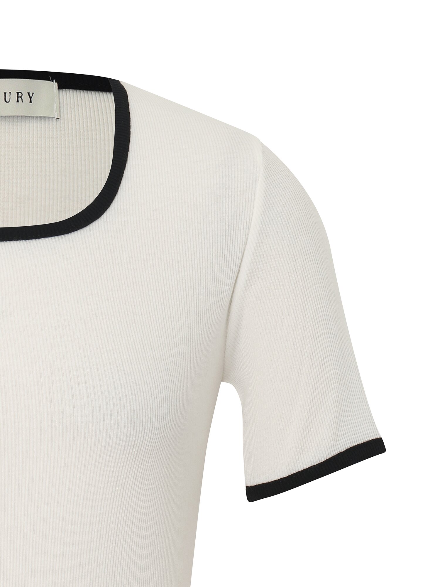 스퀘어넥 링거 티셔츠 (IVORY)