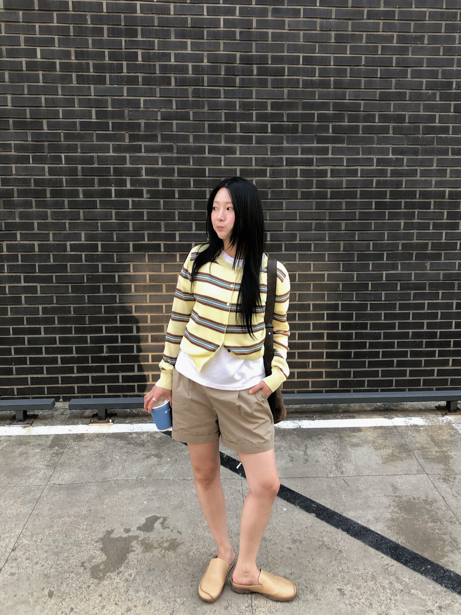 멀티 스트라이프 라운드넥 카디건 (YELLOW)