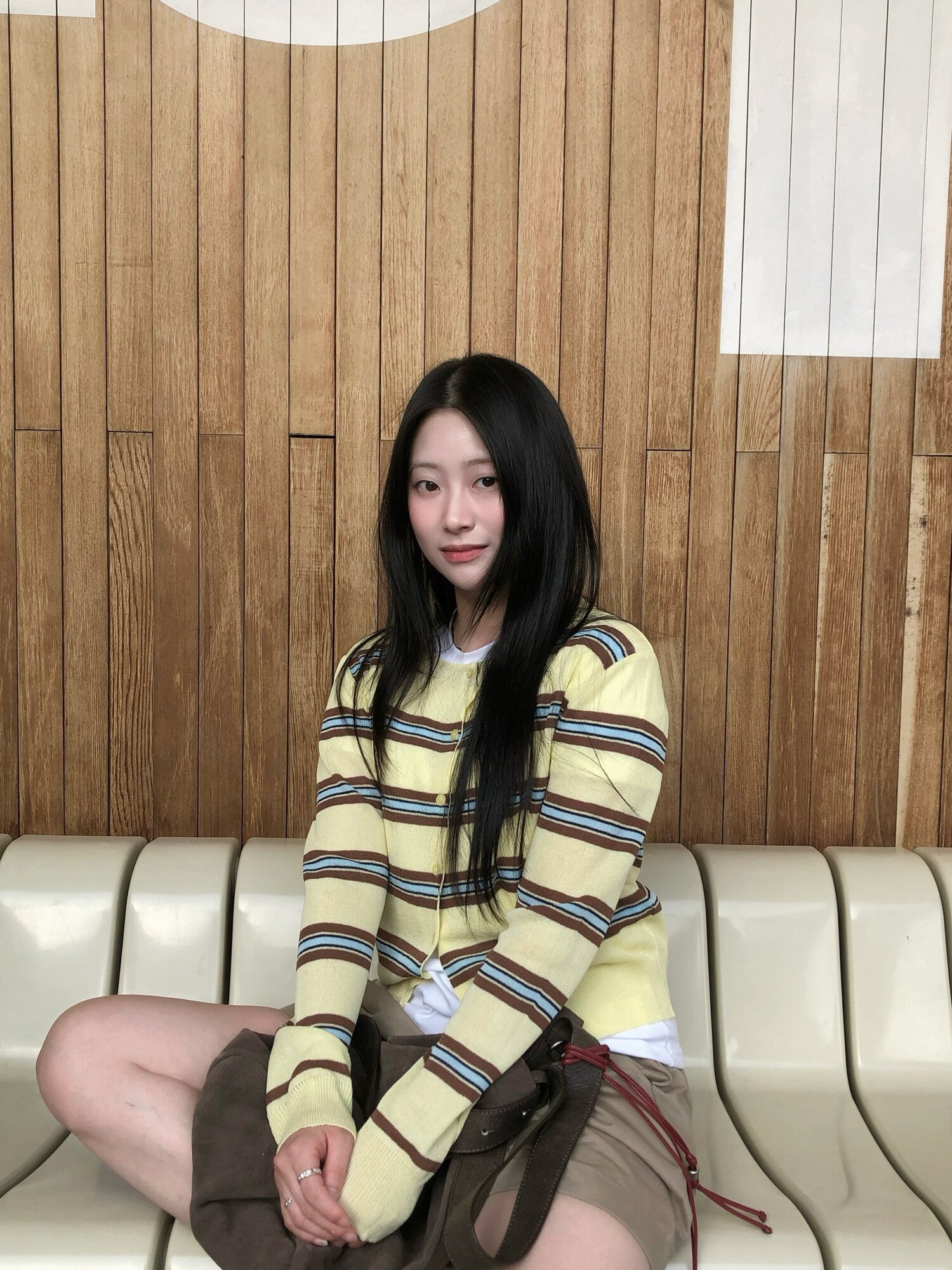 멀티 스트라이프 라운드넥 카디건 (YELLOW)