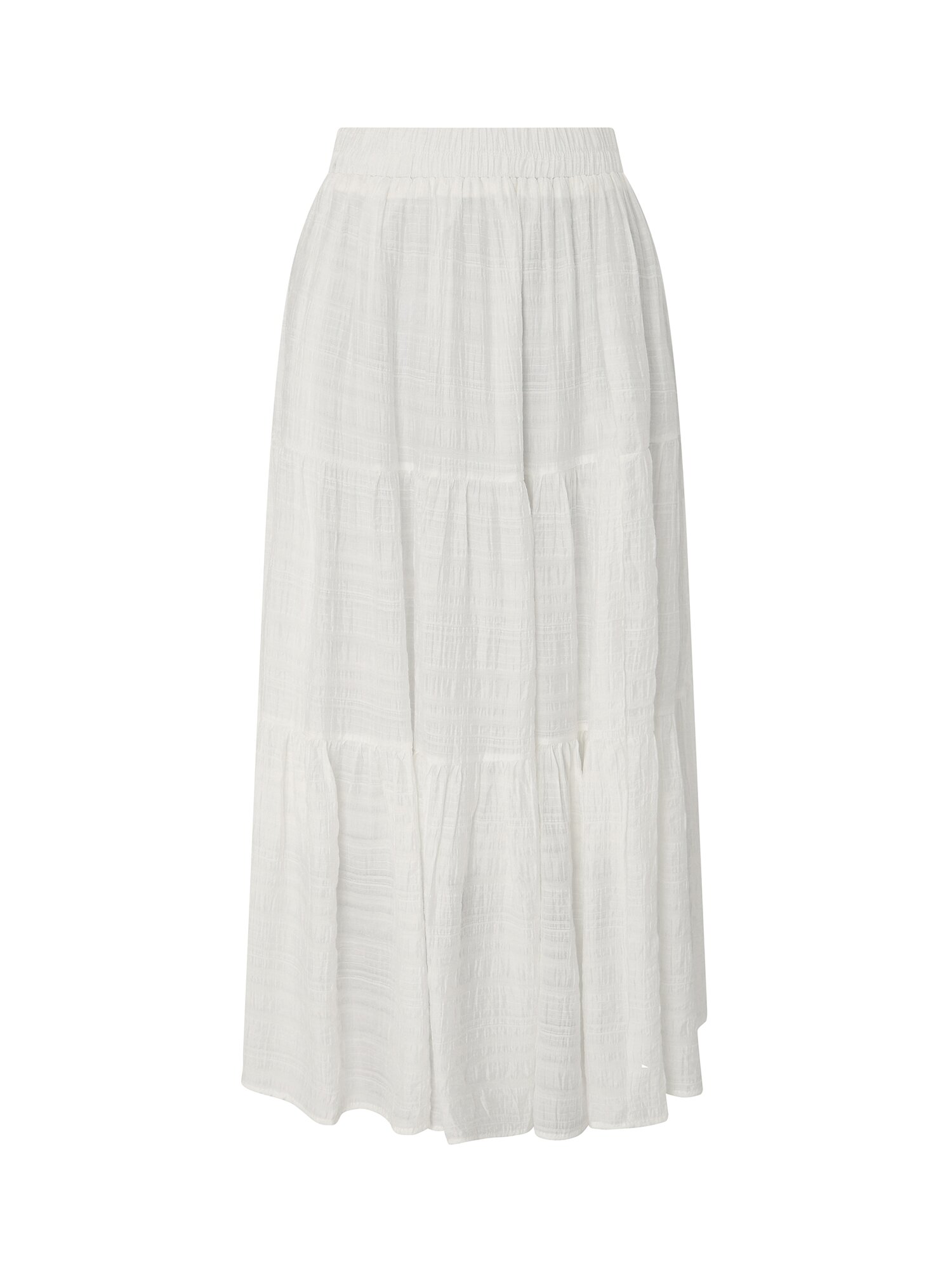 셔링 밴딩 플레어 스커트 (WHITE)