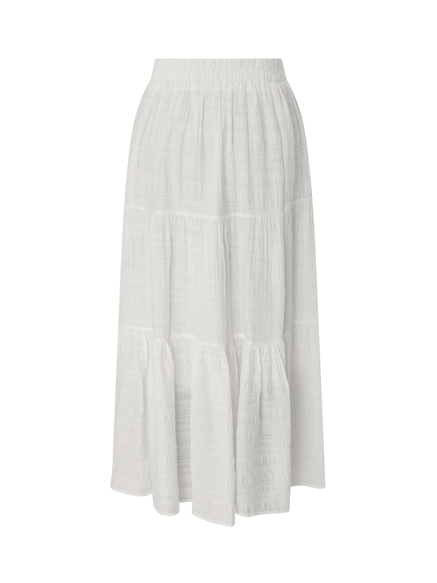 셔링 밴딩 플레어 스커트 (WHITE)