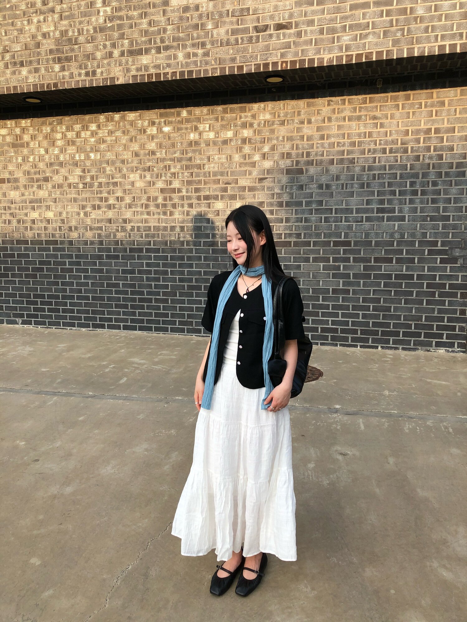 셔링 밴딩 플레어 스커트 (WHITE)