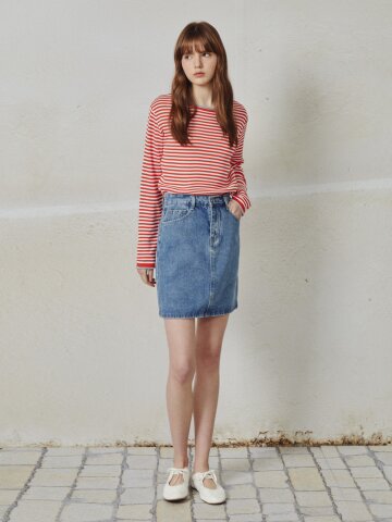 데님 미니 스커트 