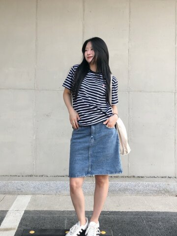 데님 미니 스커트 