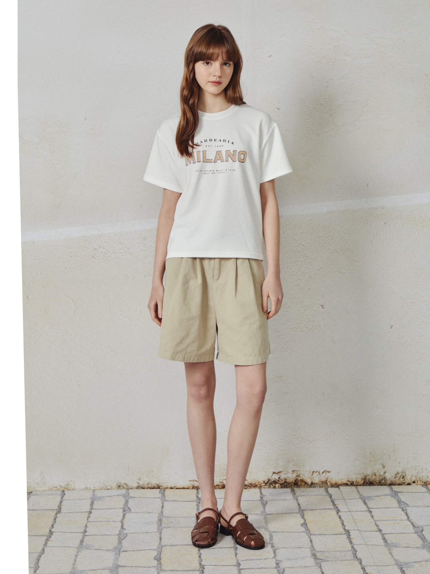 라운드넥 프린팅 티셔츠 (IVORY)