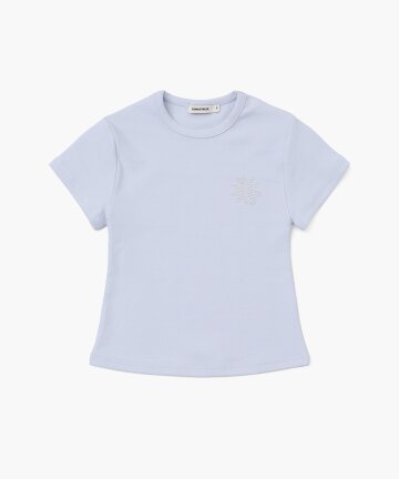 Sunrise Slim-Fit Cropped Cotton T-Shirt (Blue Lavender)