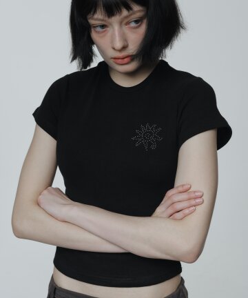 Sunrise Slim-Fit Cropped Cotton T-Shirt (Black)