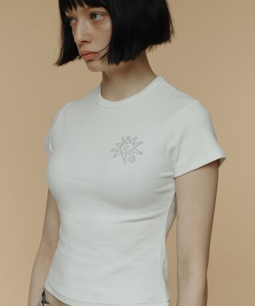 Sunrise Slim-Fit Cropped Cotton T-Shirt (White)