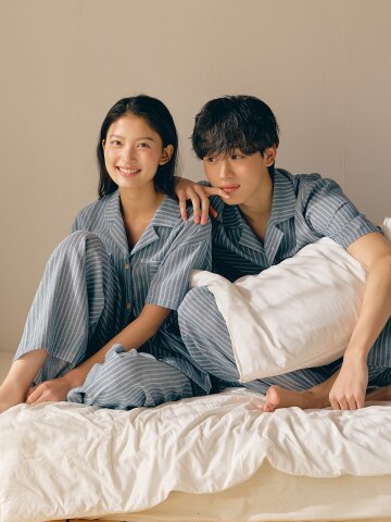 시오 반팔 긴바지 여성페어 블루 (21수)