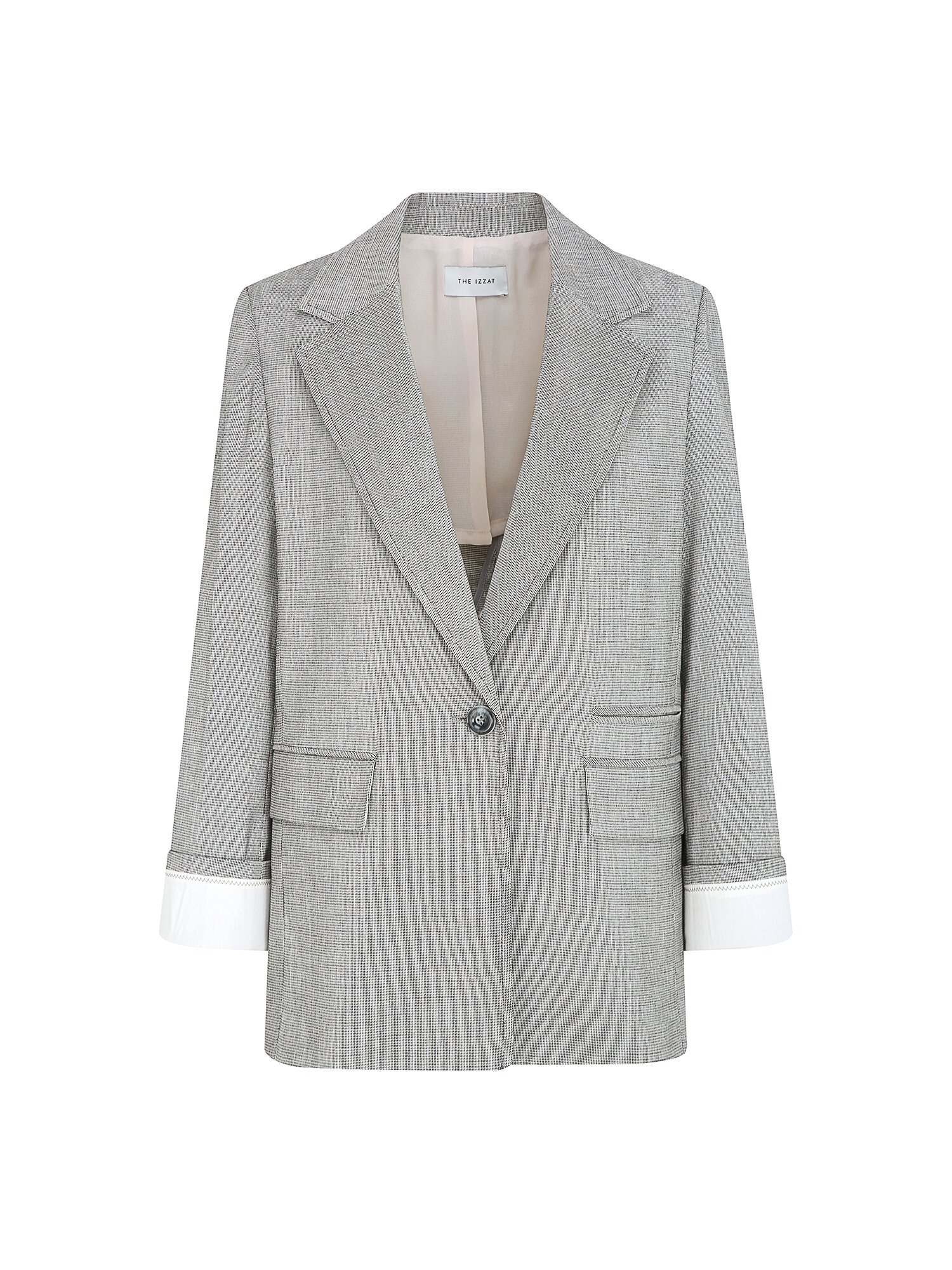 린넨 백 슬릿 싱글 원버튼 재킷 (MELANGE BLACK)