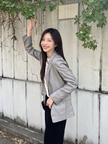 린넨 백 슬릿 싱글 원버튼 재킷 