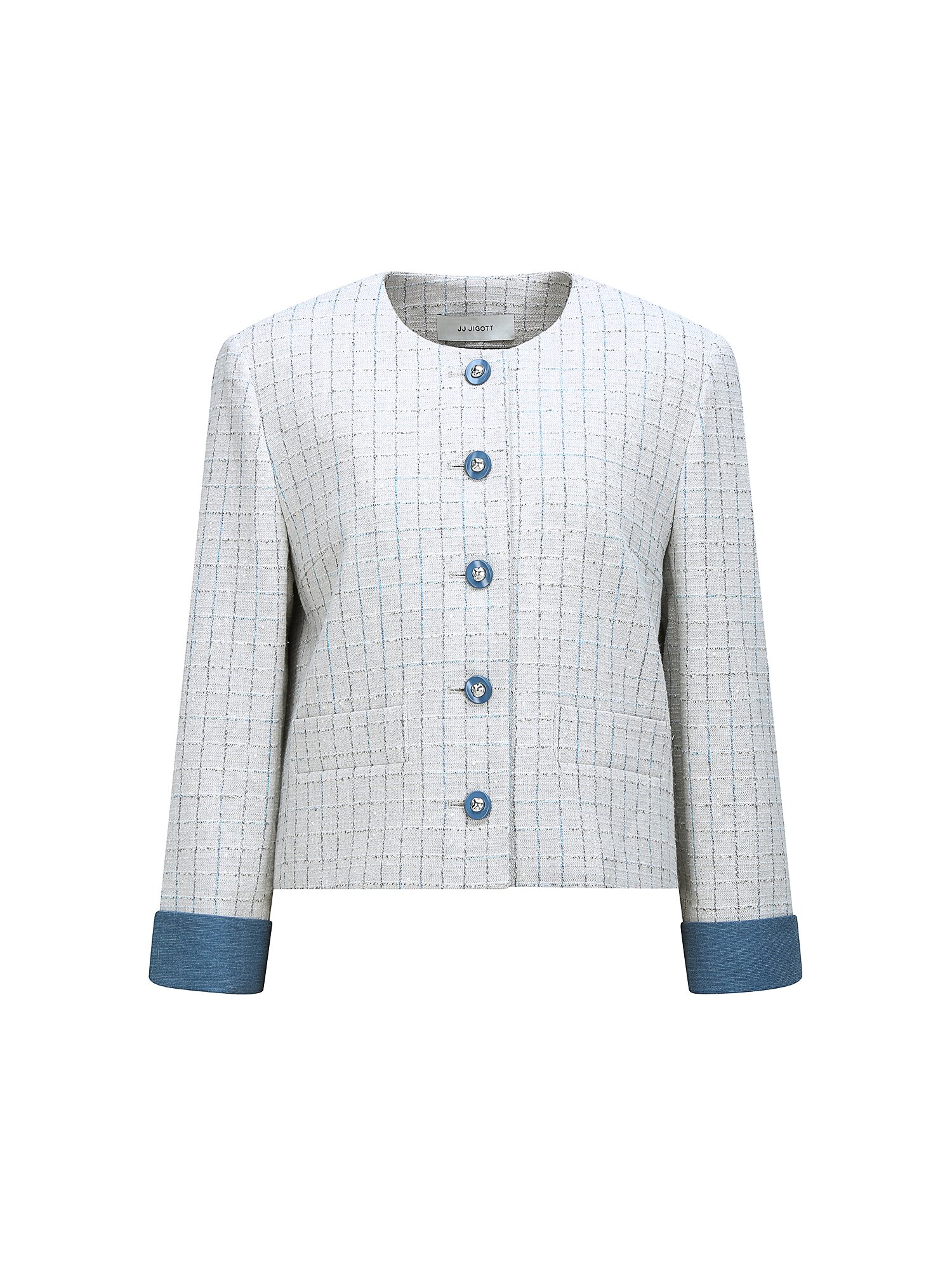 디테쳐블 커프스 트위드 재킷 (GREY)