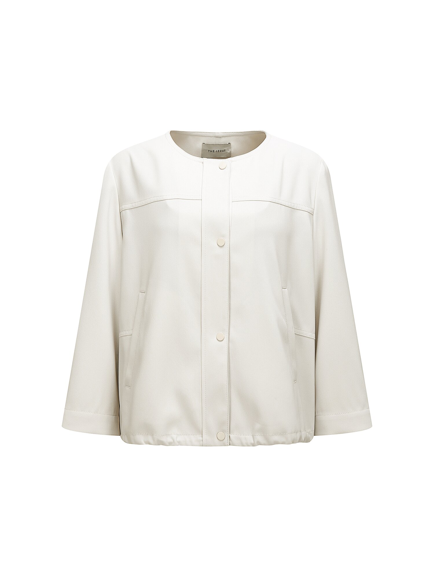 스트링 7부 라운드넥 재킷 (CREAM)