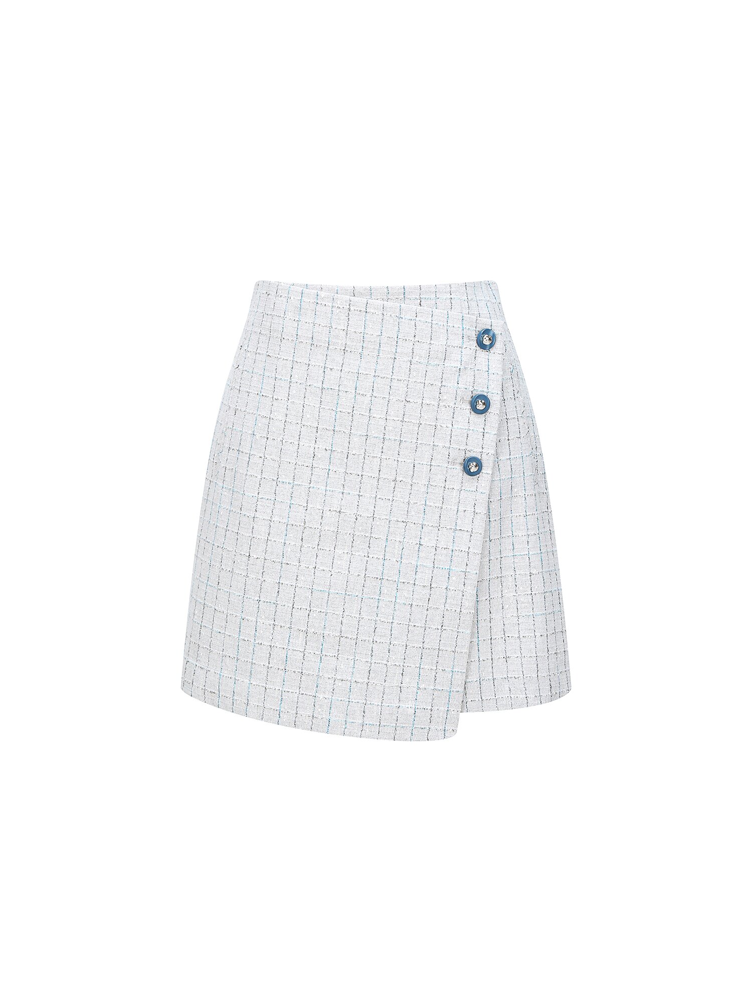 트위드 버튼 미니 랩 스커트 (GREY)