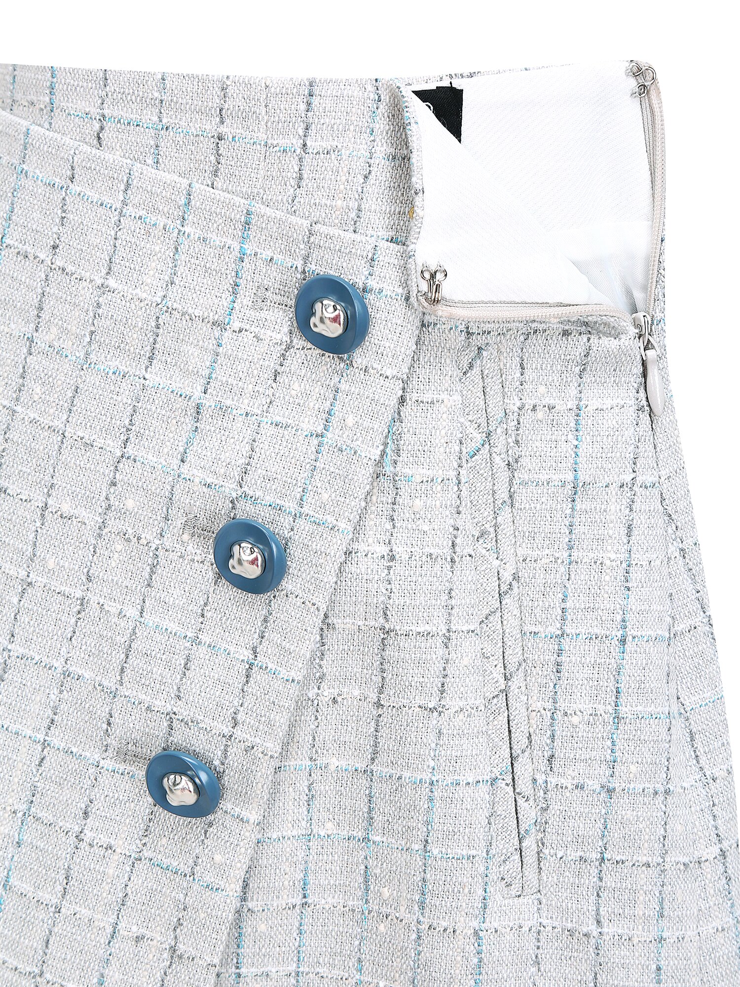 트위드 버튼 미니 랩 스커트 (GREY)