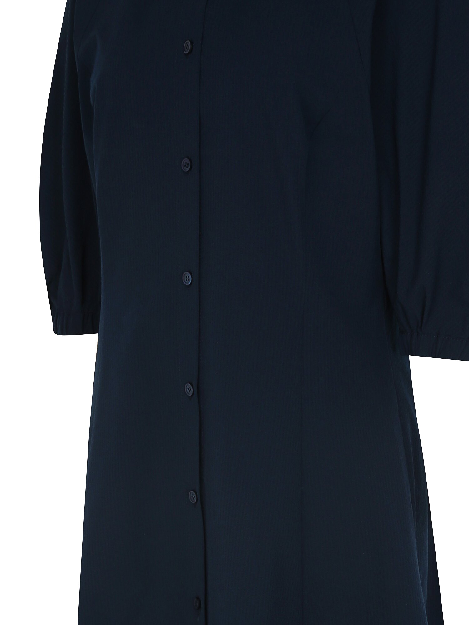 벨티드 라운드넥 플레어 원피스 (NAVY)