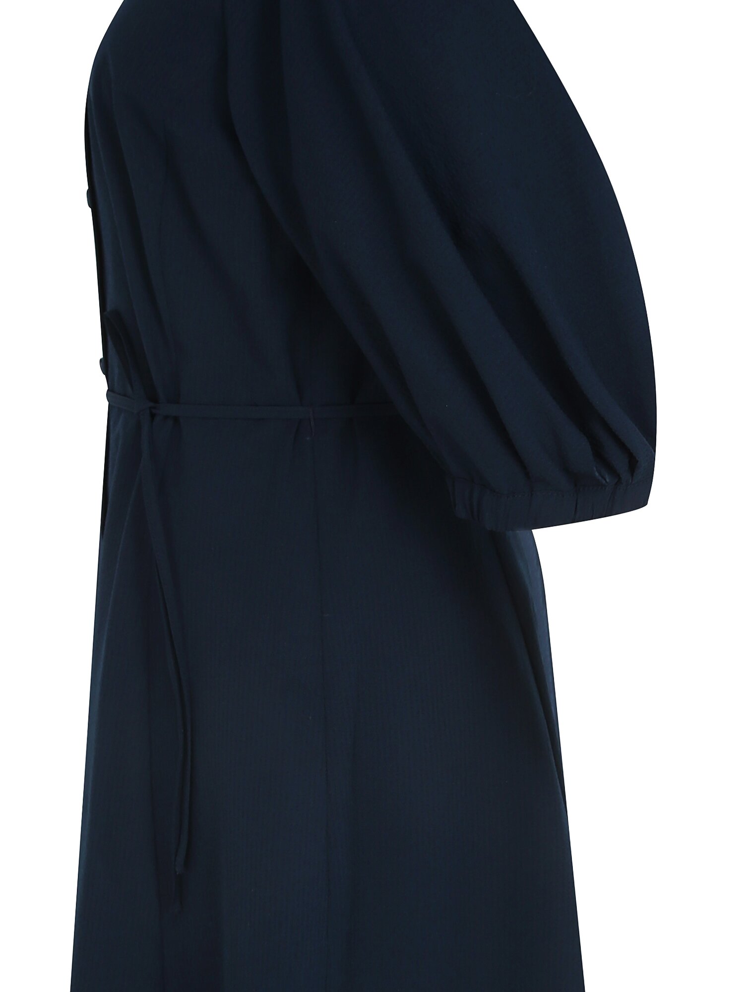 벨티드 라운드넥 플레어 원피스 (NAVY)