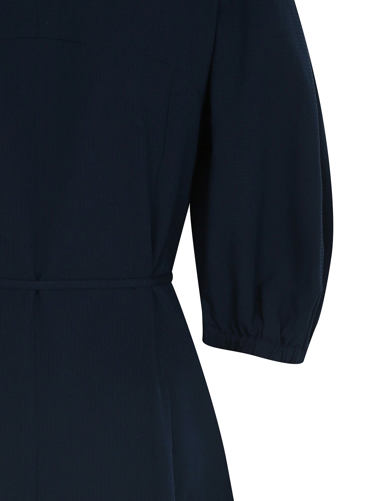 벨티드 라운드넥 플레어 원피스 (NAVY)